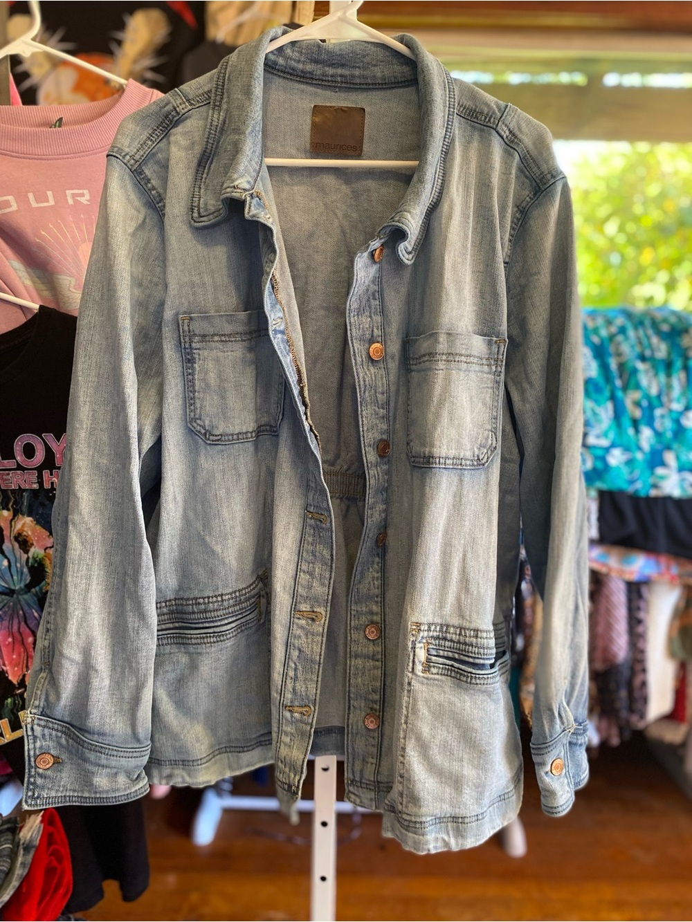 Maurices Light Wash Denim Jacket with Patch Pockets